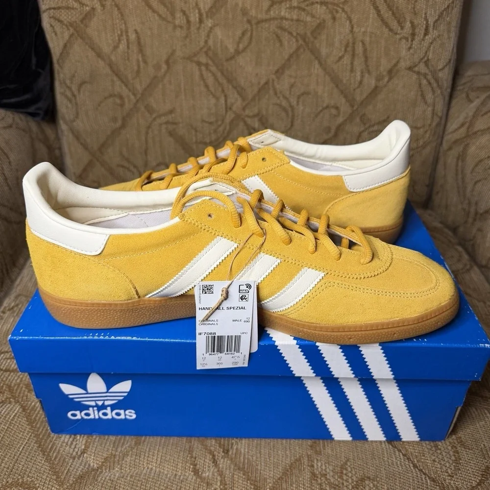 Adidas Handball Spezial Lace Up Mens 12.5 Yellow Sneakers Casual Shoes IF7088‎